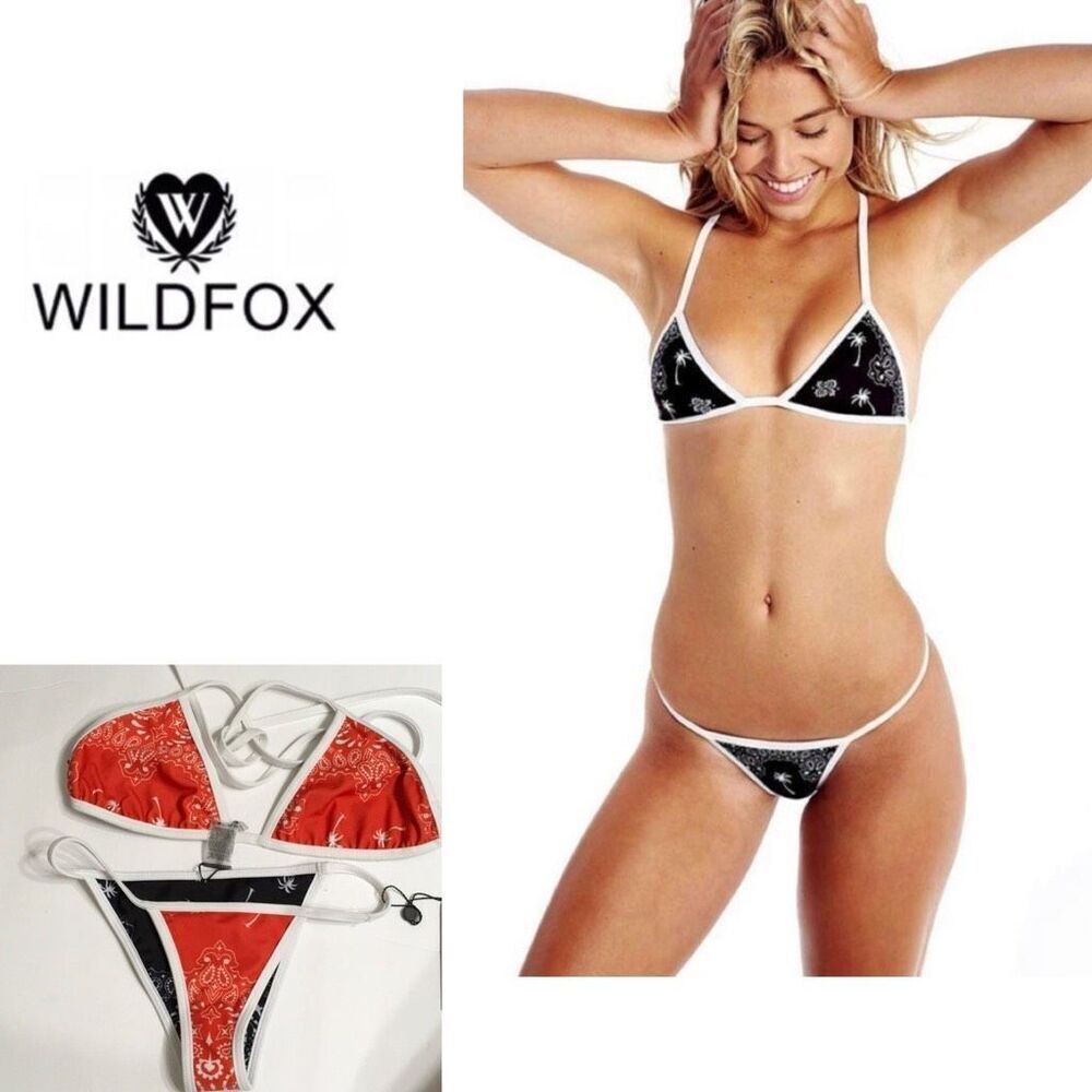 New. WILDFOX Reversible La Bandita bikini. M-top/S-bottom